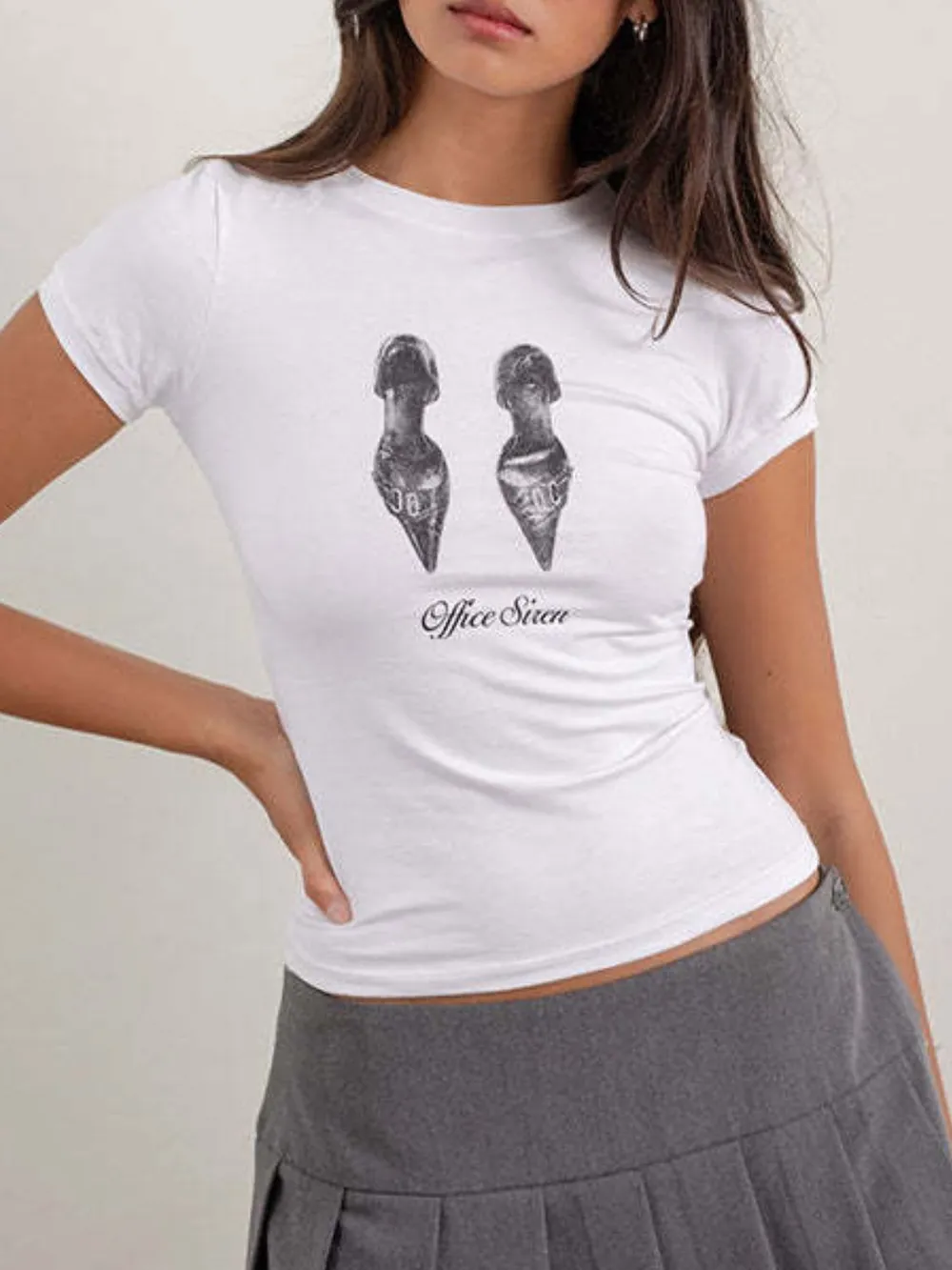 Letter Round Neck Short Sleeve T-Shirt, image 20