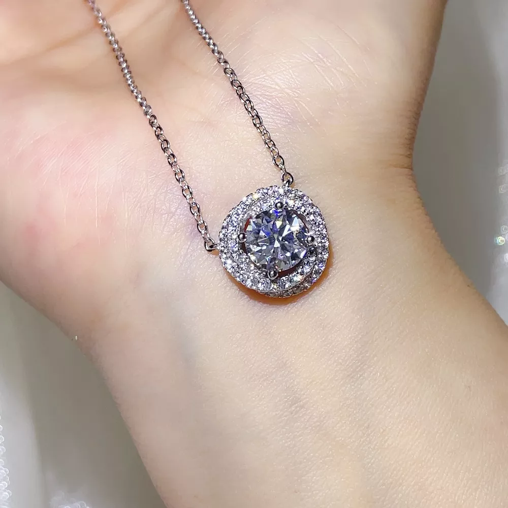 2 Carat 925 Sterling Silver Moissanite Pendant Necklace, image 4