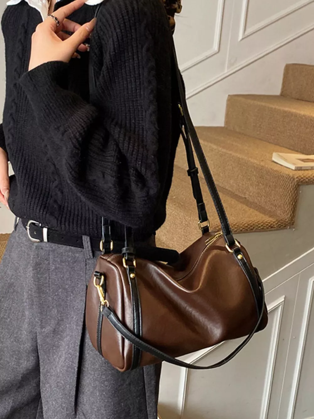 Vintage Style Barrel Crossbody Bag, image 10