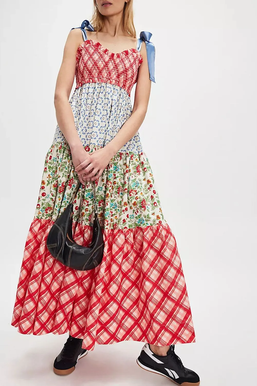 Printed V-Neck Tie Shoulder Cami Dress, image 9