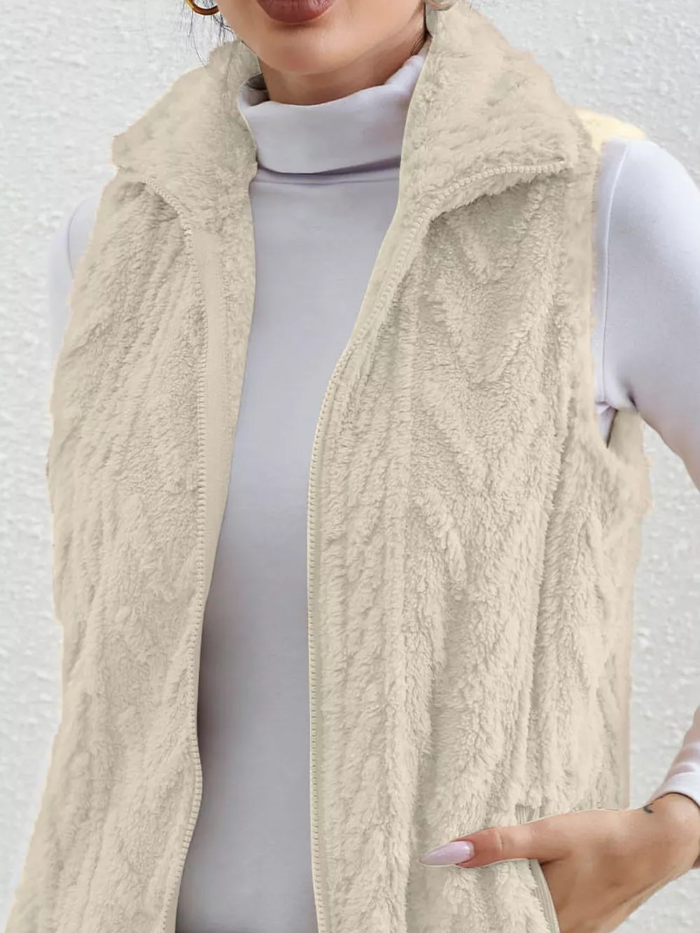 Full Size Cozy Faux Fur Zip-Up Vest Coat Plus Size, image 21