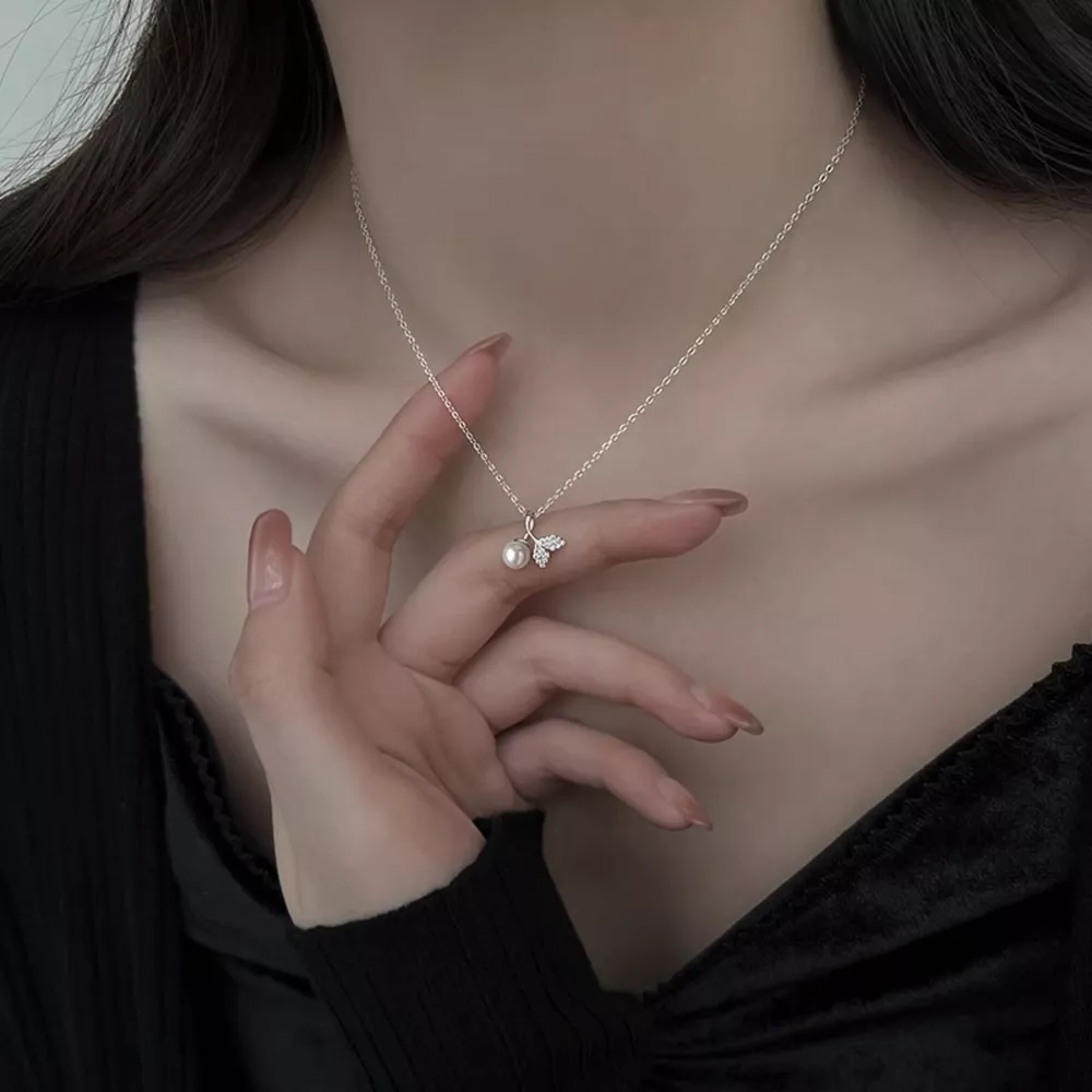 Pearl Mermaid Tail Pendant Necklace, image 5