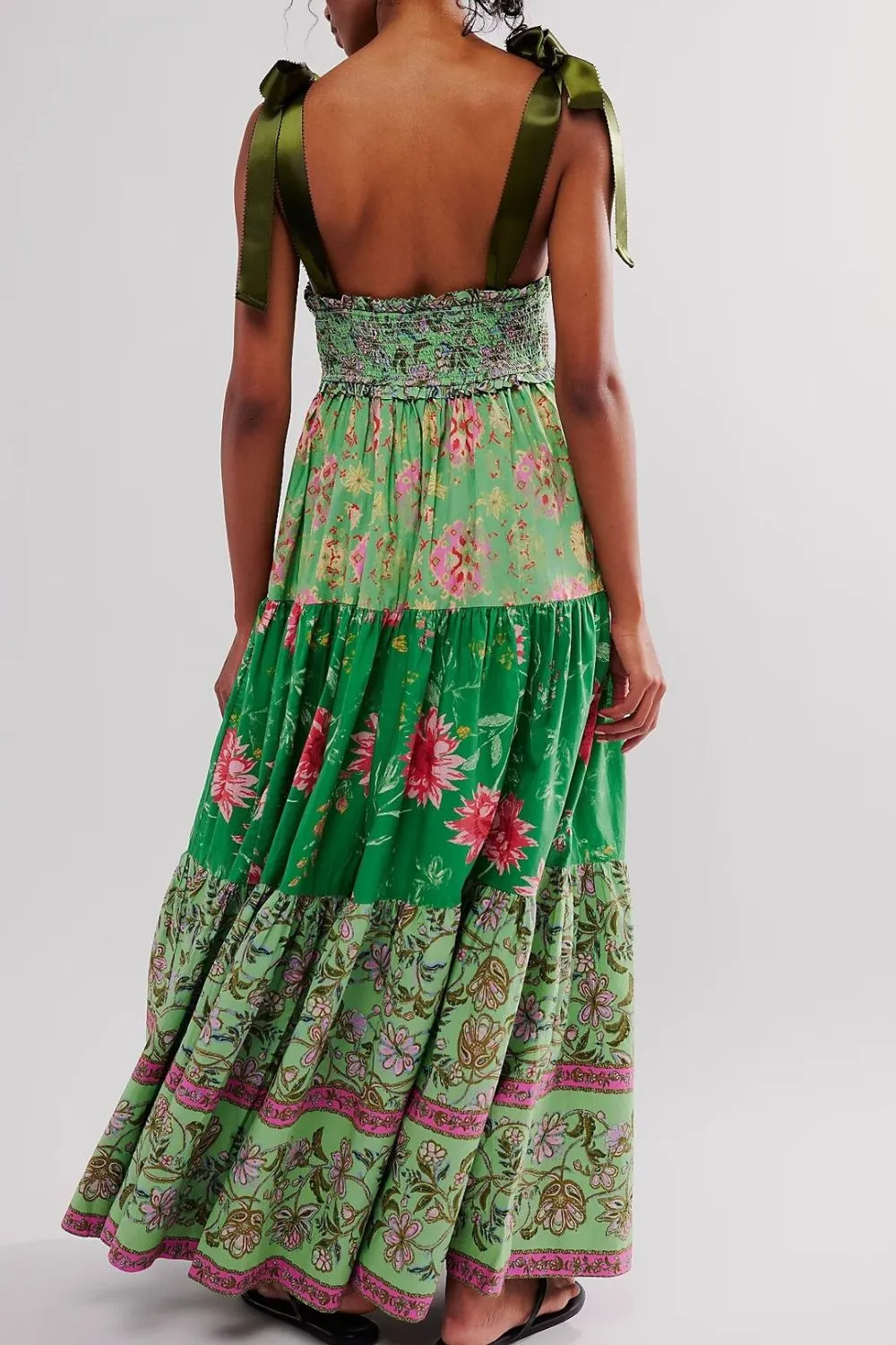 Floral Tiered Maxi Dress with Mixed Print Design, image 24