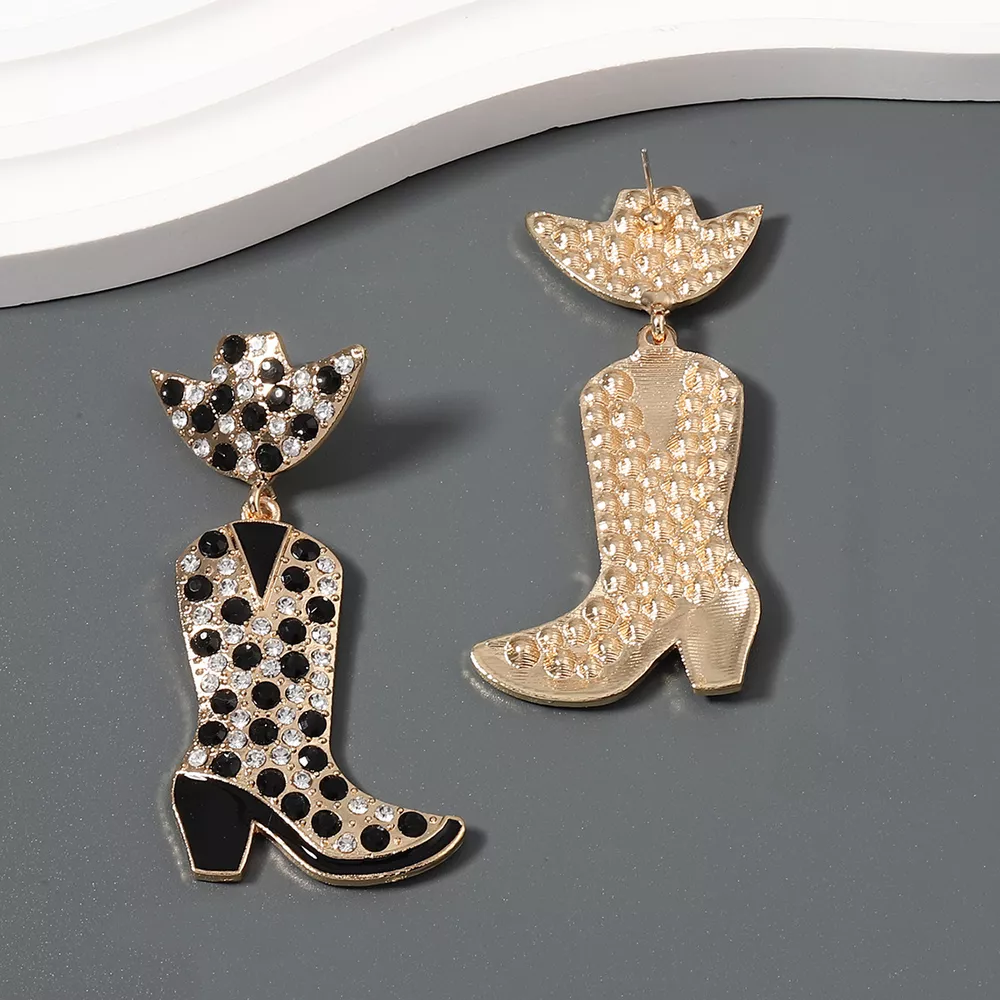 Rhinestone Cowboy Boot Dangle Earrings, image 15