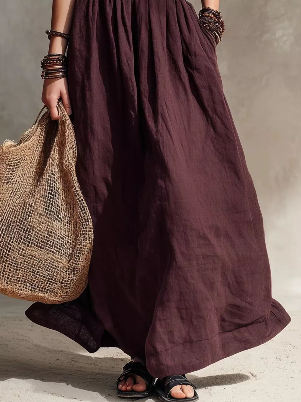 Full Size Round Neck Sleeveless Maxi Dress Plus Size, image 4