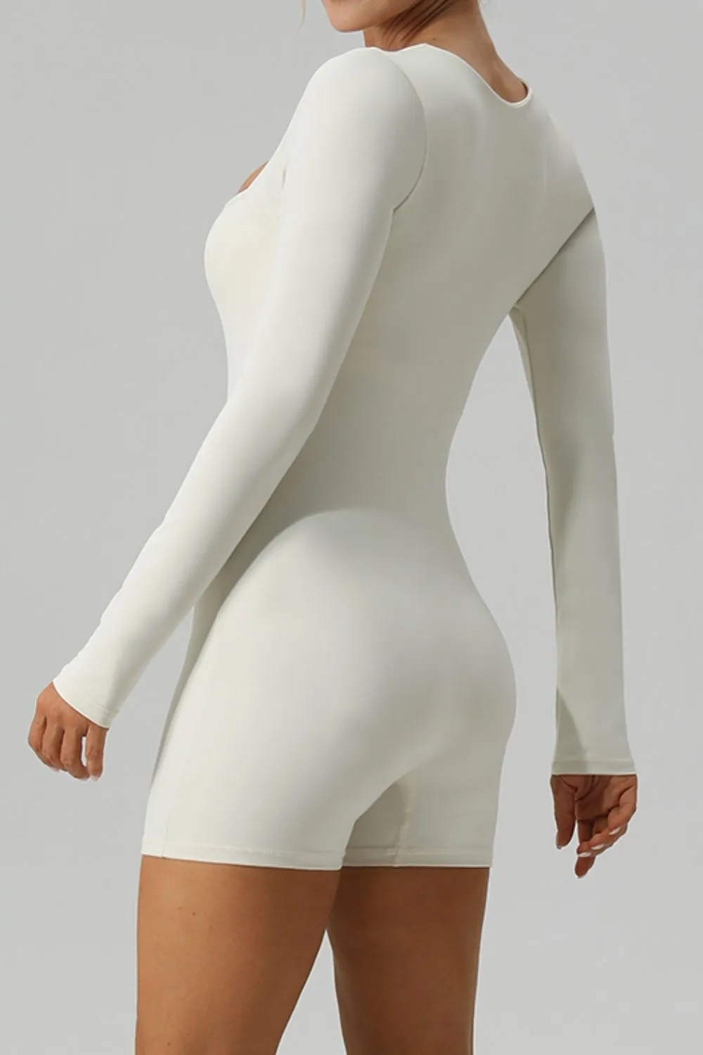 Square Neck Long Sleeve Active Romper, image 3