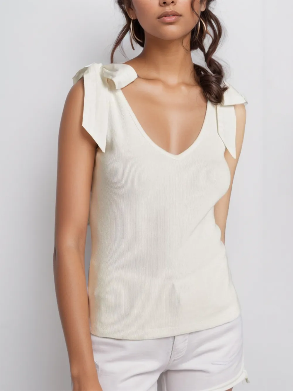 V-Neck Tie Shoulder Tank, image 23