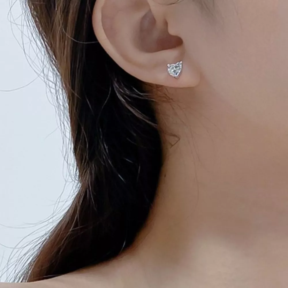 2 Carat 925 Sterling Silver Moissanite Heart Earrings, image 6