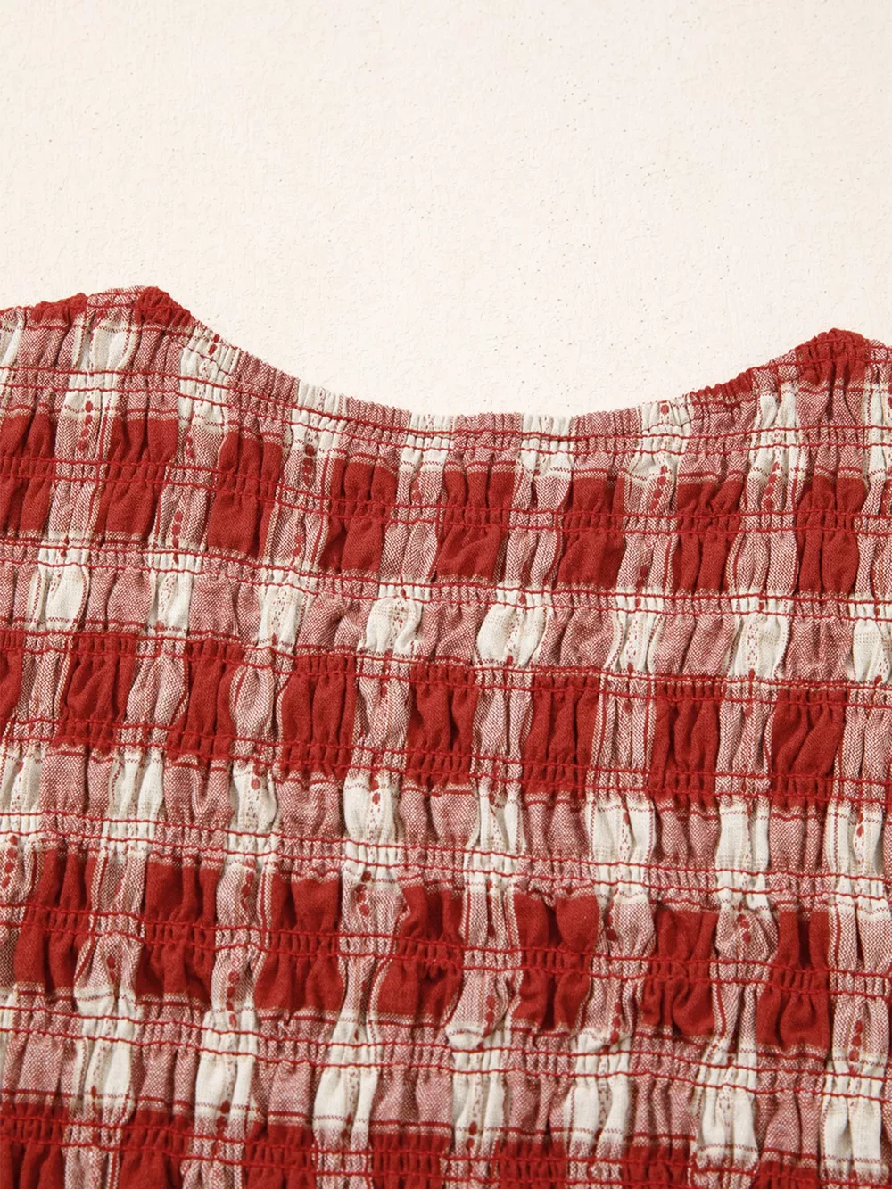 Plaid Print Smocked Puff Sleeve Mini Dress, image 10