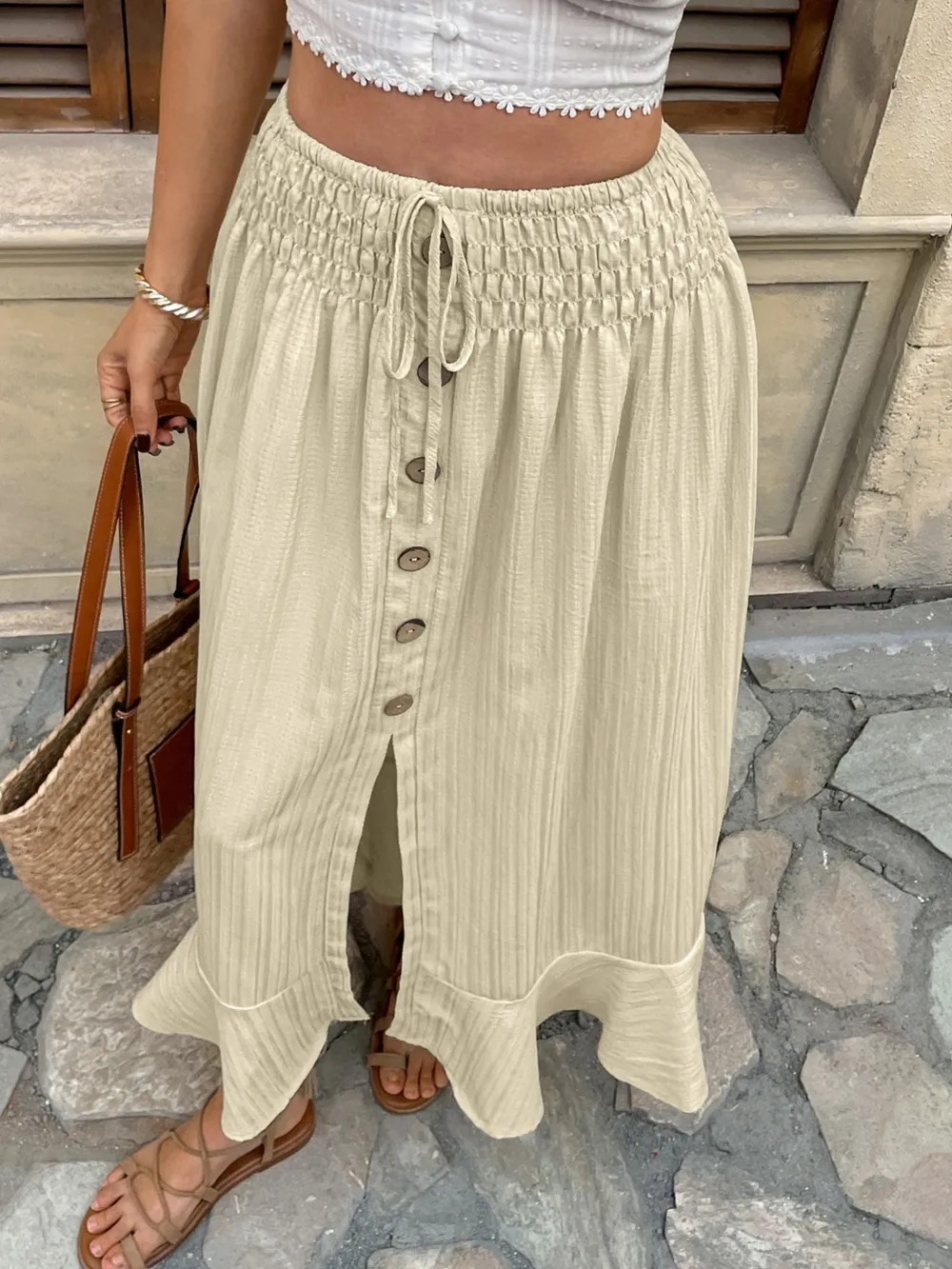 Ruffled Hem Slit Skirt, image 9
