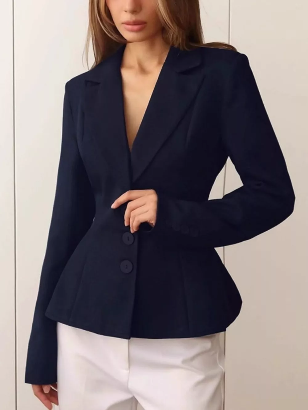 Lapel Collar Button Up Blazer, image 9