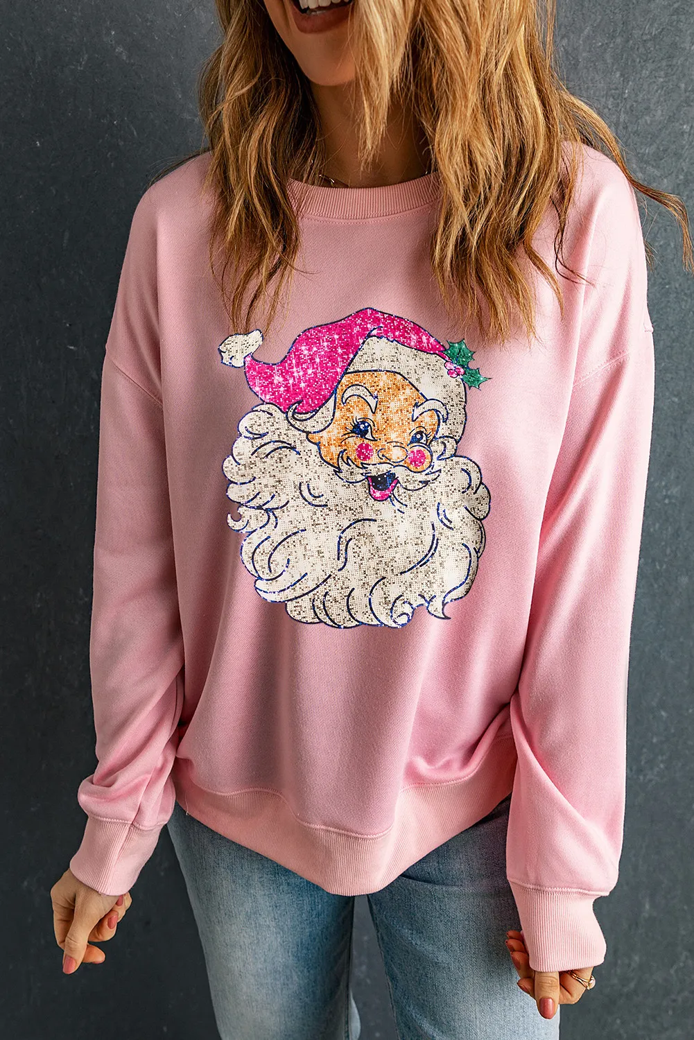 Santa Round Neck Long Sleeve Sweatshirt, image 3