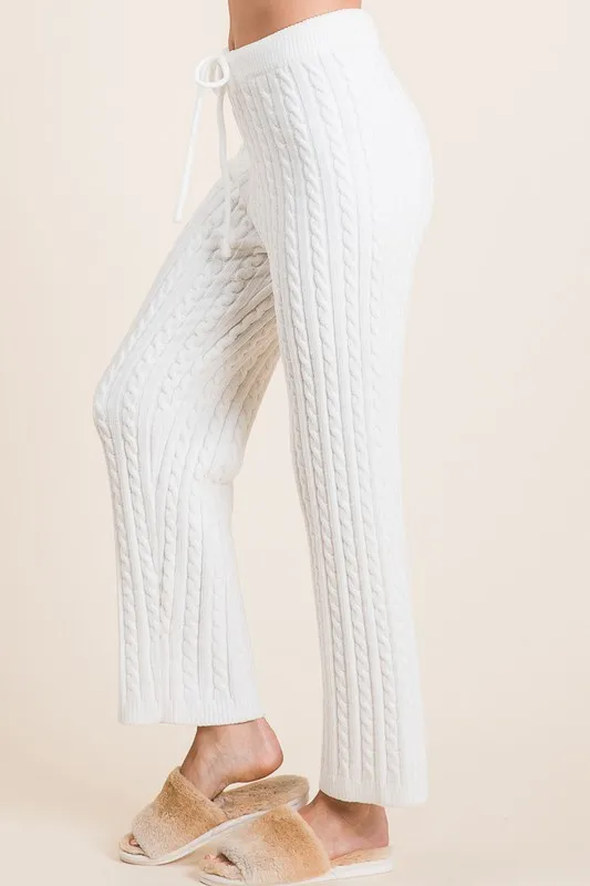 Cable-Knit High Waist Sweater Pants, image 2