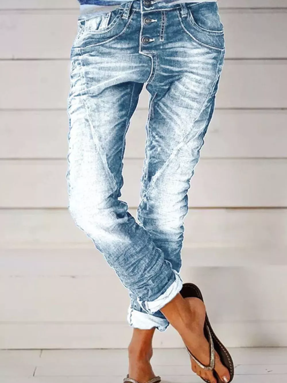 Full Size Washed Button-Fly Jeans Plus Size, image 2