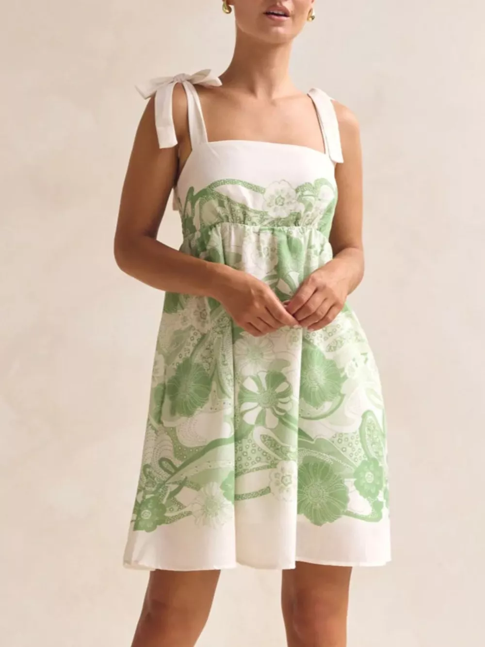Printed Tie Shoulder Mini Dress, image 13