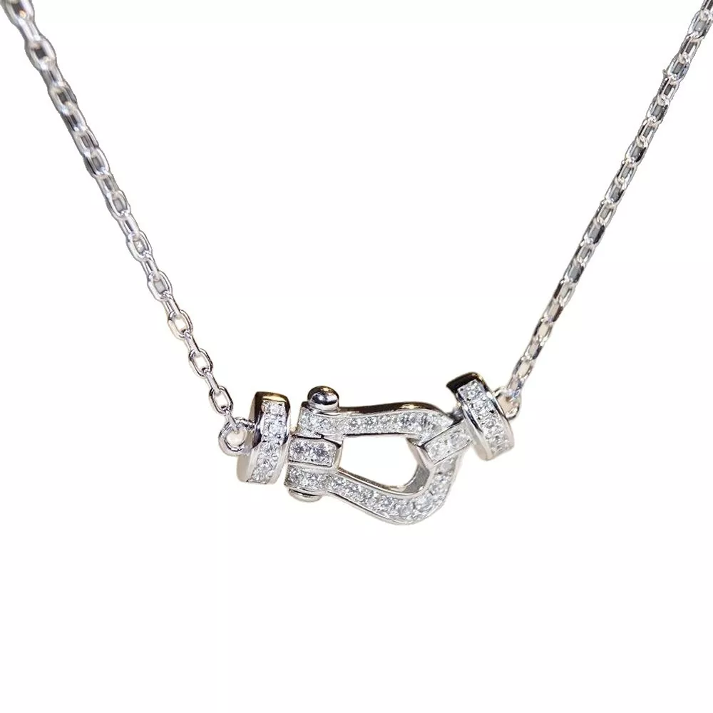 925 Sterling Silver Zircon Horseshoe Necklace, image 5