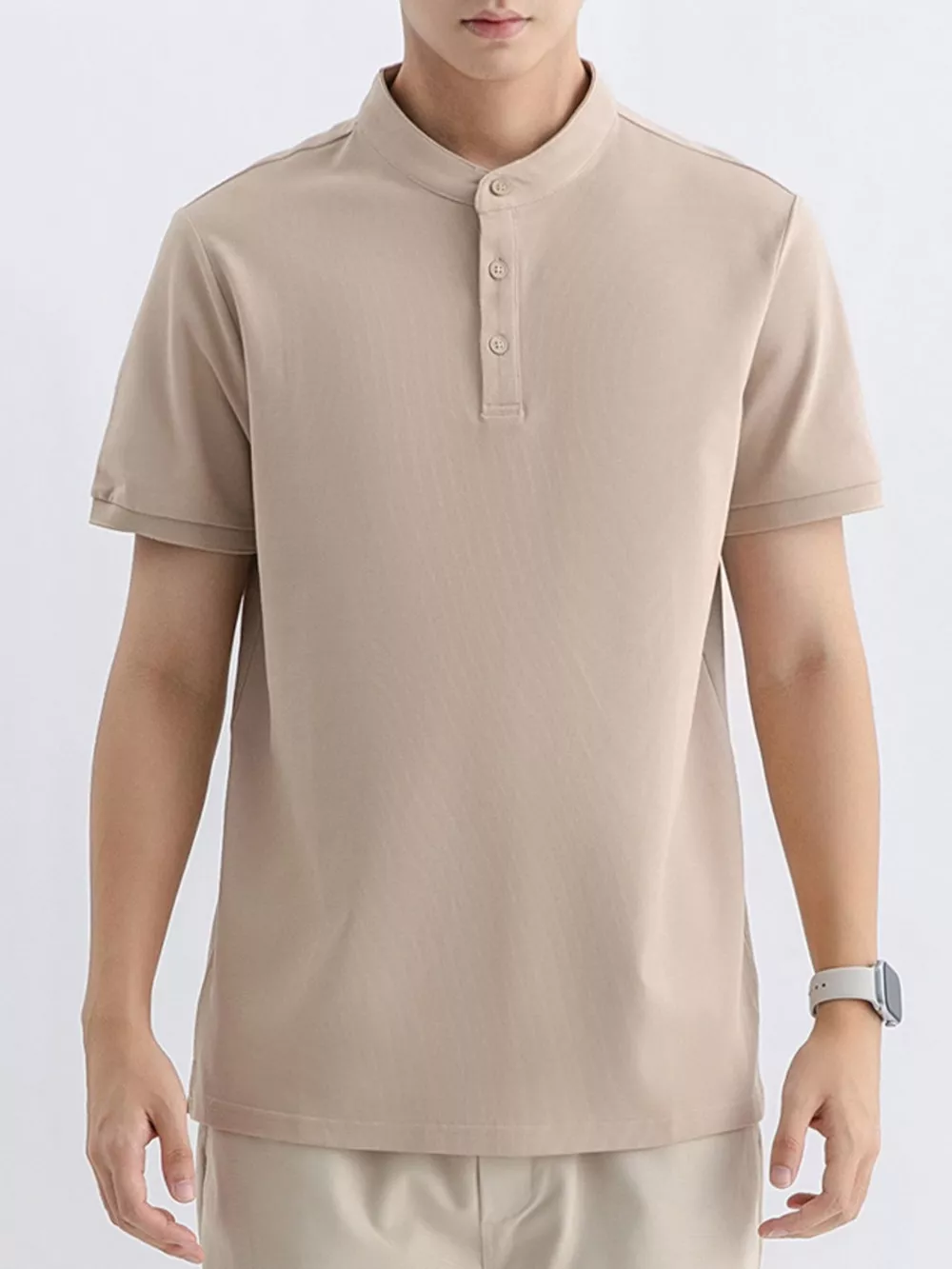 Men's Plus Size Button Detail Short Sleeve Top