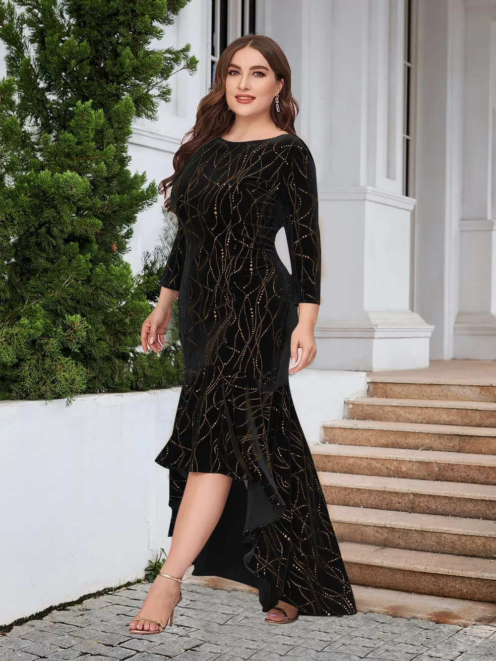 Plus Size Ruffle Hem High-Low Dress, image 11