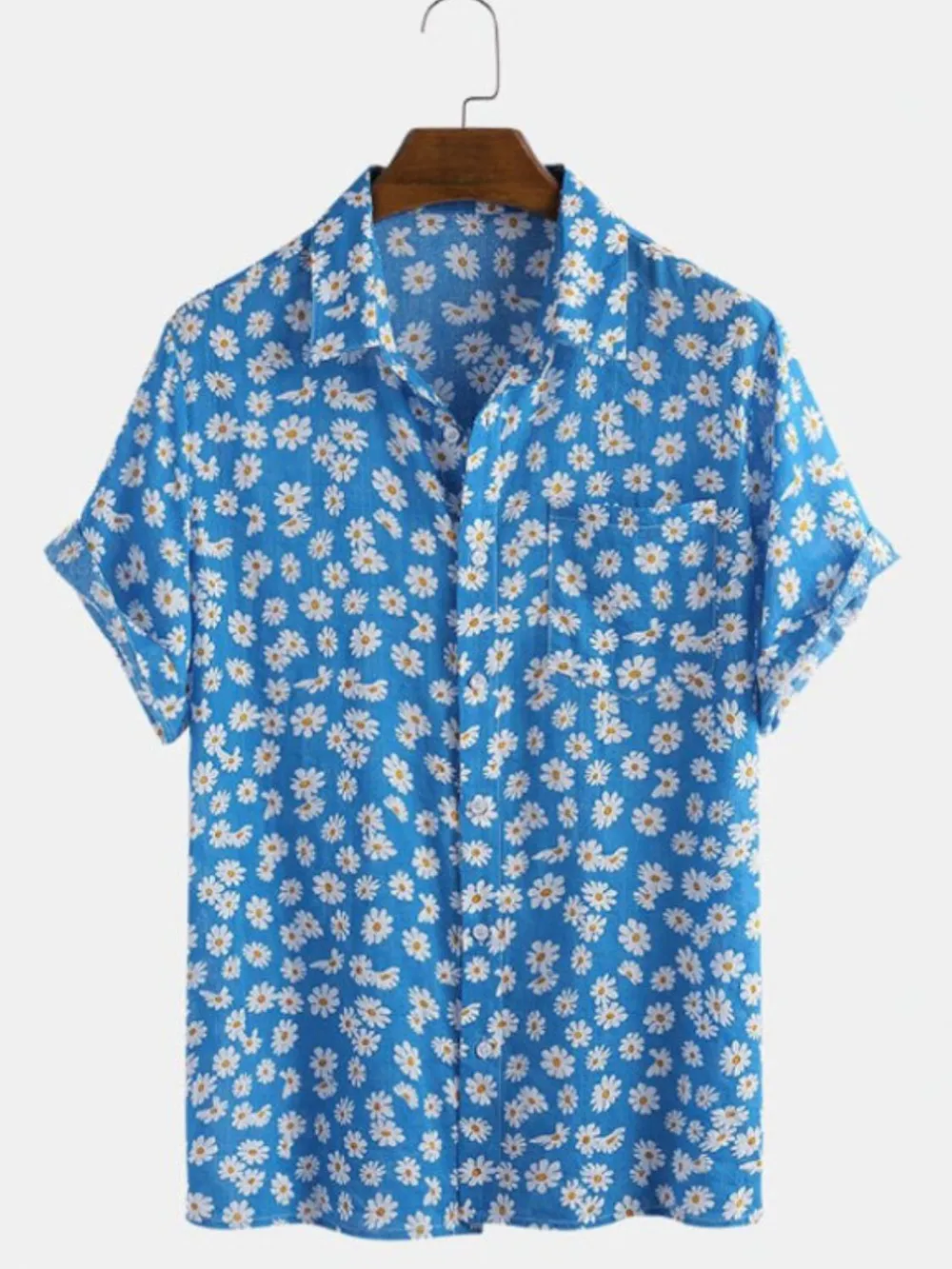 Men's Full Size Daisy Print Button Up Shirt Plus Size, image 4