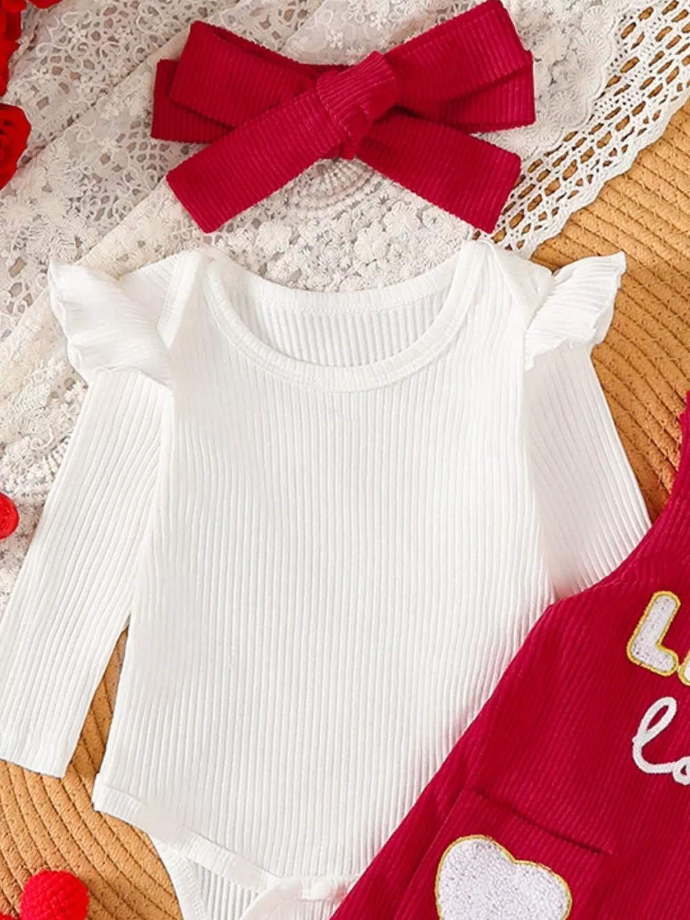 Children's Ruffled Bodysuit and Dress Set with Headband, image 3