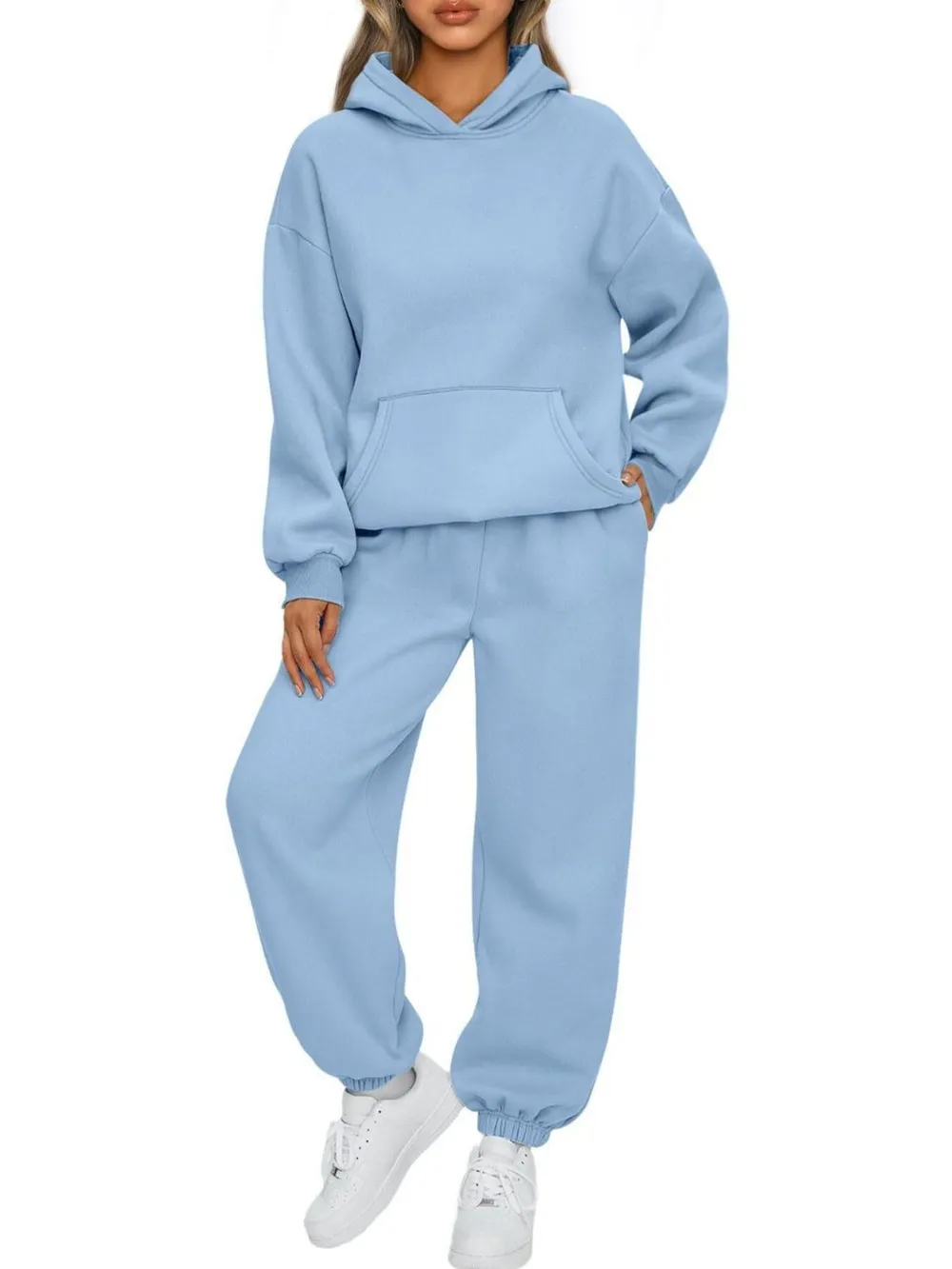 Full Size Kangaroo Pocket Hoodie and Joggers Set Plus Size, image 9