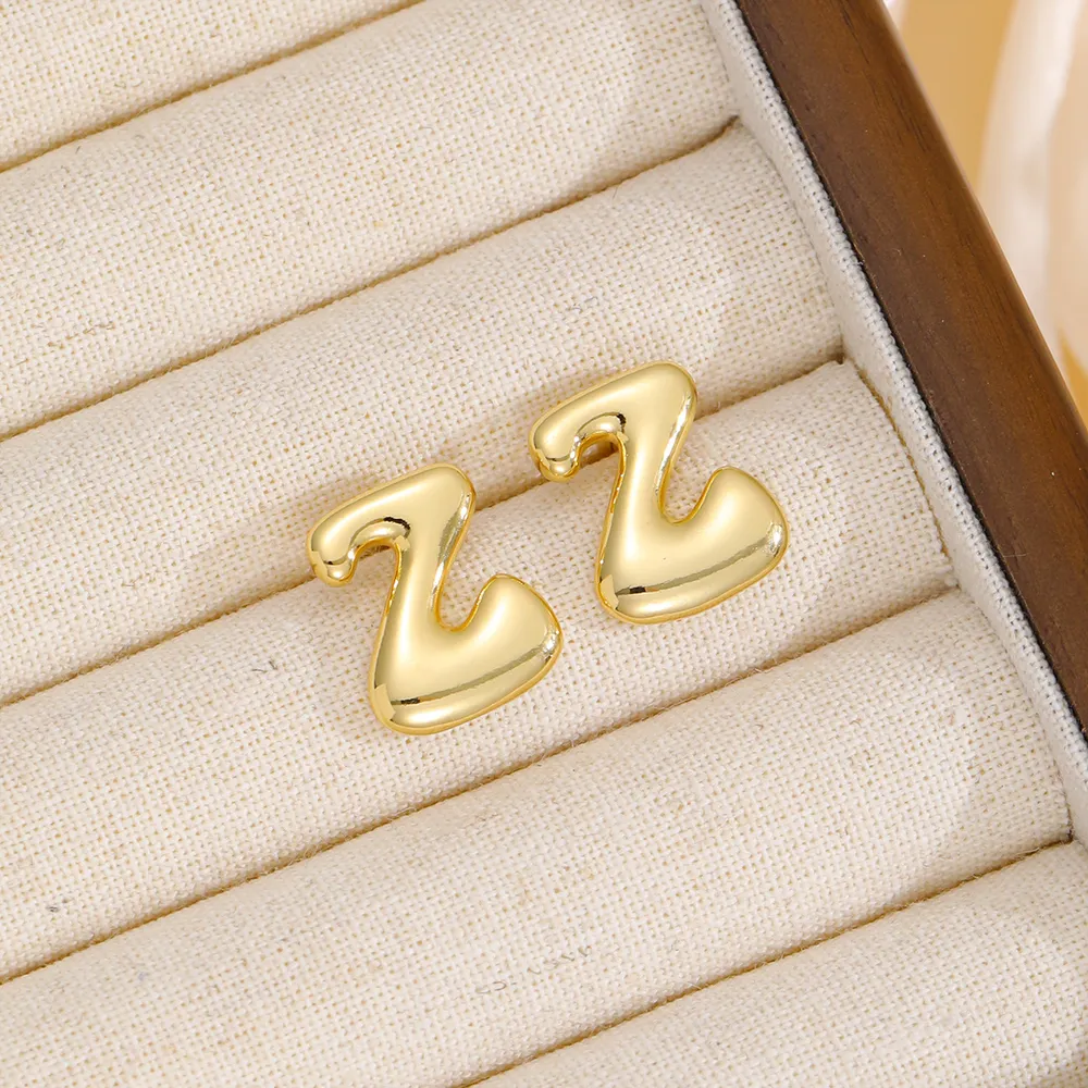 18K Gold-Plated Bubble Letter Stud Earrings, image 14