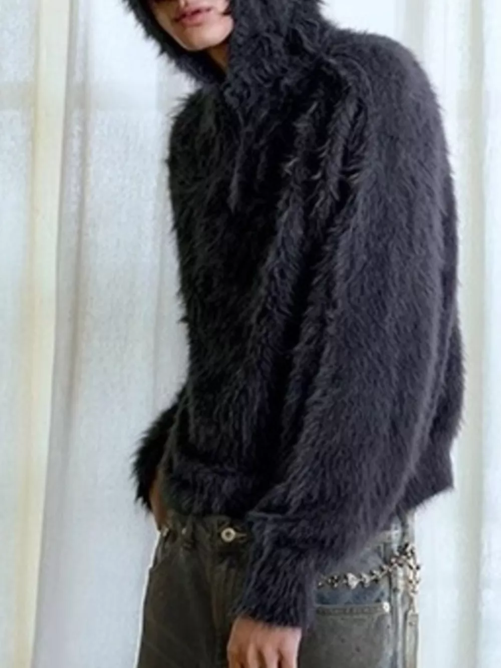 Men's Cozy Faux Fur Quarter-Zip Sweater, image 4