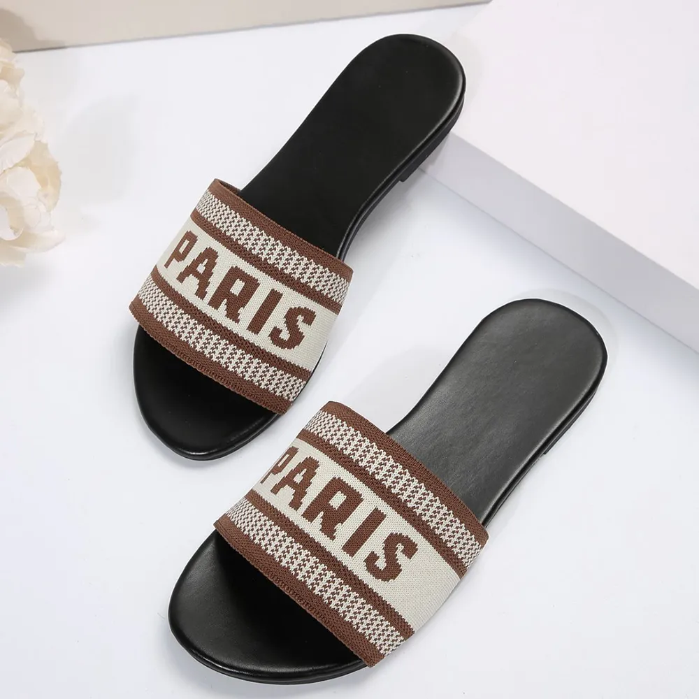 PARIS Letter Open Toe Flat Sandals, image 5