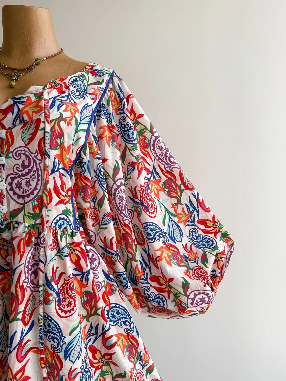 Plus Size Boho Floral Print Button-Down Romper, image 5