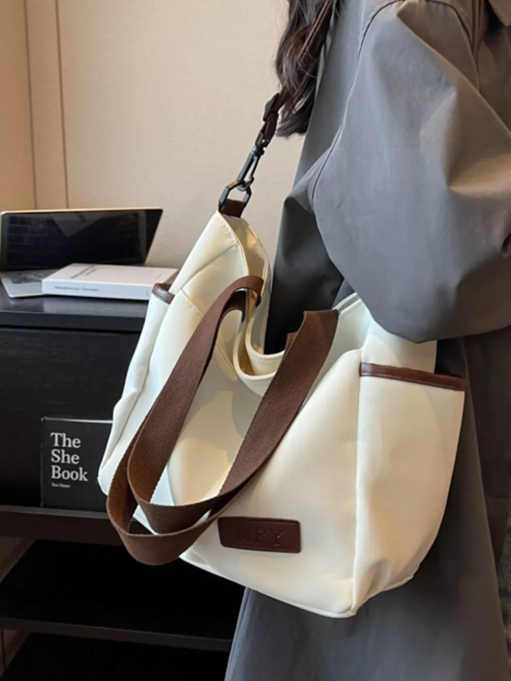 Canvas Shoulder Bag with Adjustable Strap, image 6