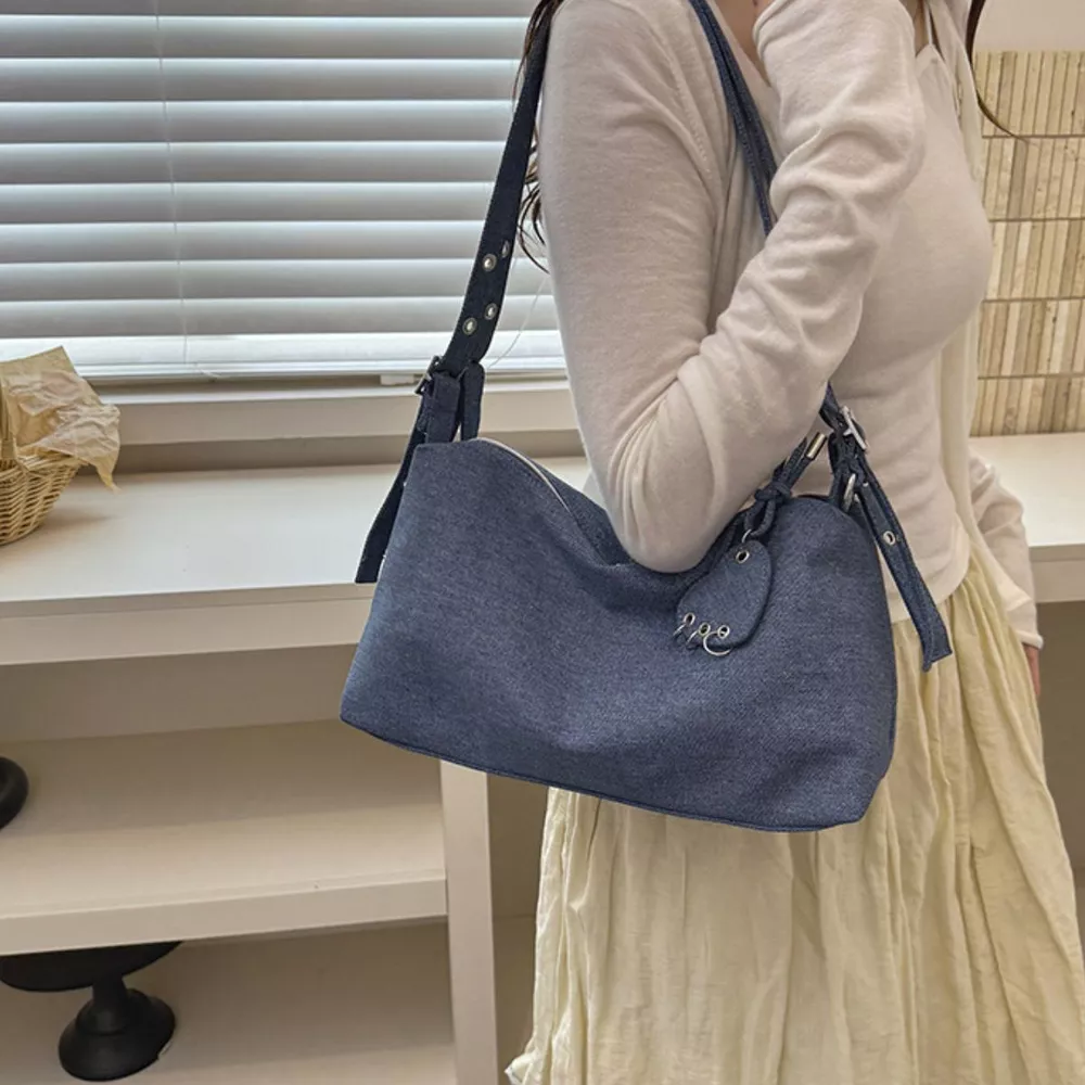 Adjustable Strap Denim Shoulder Bag, image 7