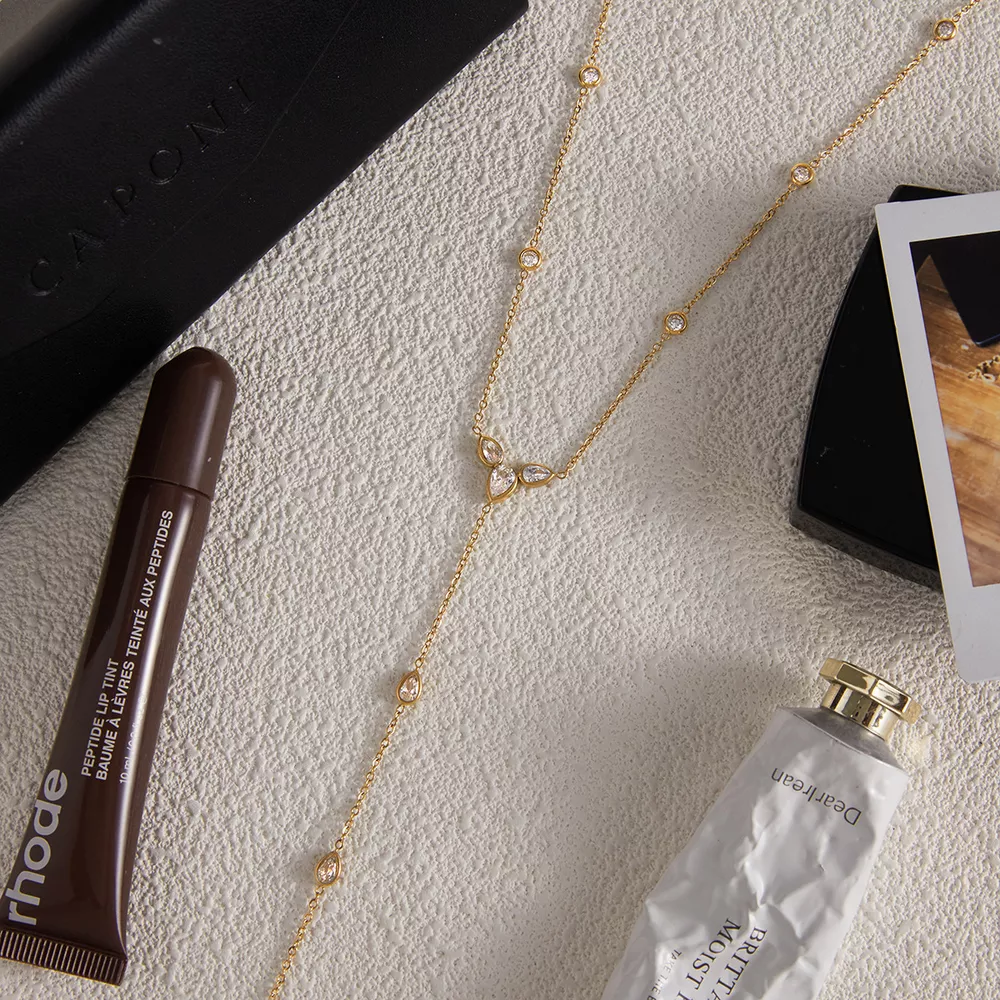 18K Gold-Plated Zircon Chain Necklace, image 3