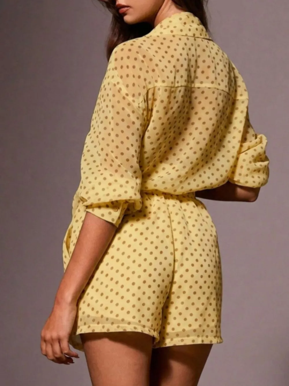 Polka Dot Button Up Shirt and Shorts Set, image 18