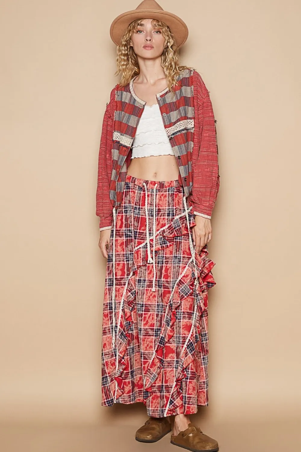 Round Neck Long Sleeve Plaid Shirt, image 5