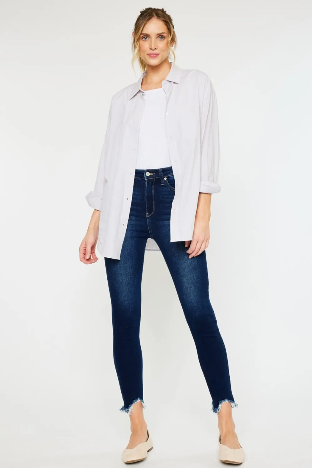 Full Size High Rise Frayed Ankle Skinny Jeans, image 12