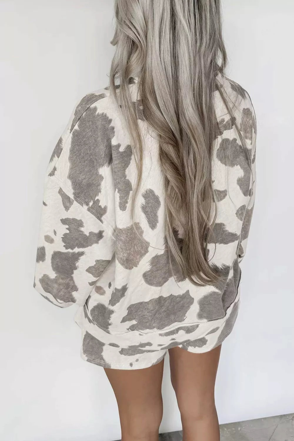 Cow Print Top and Drawstring Shorts Set, image 4
