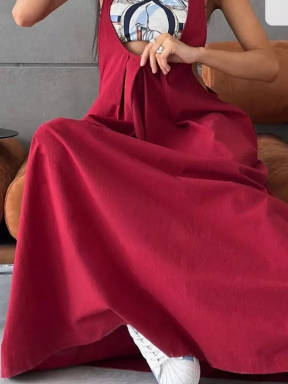 Pleated Overall Dress with Pockets, image 4