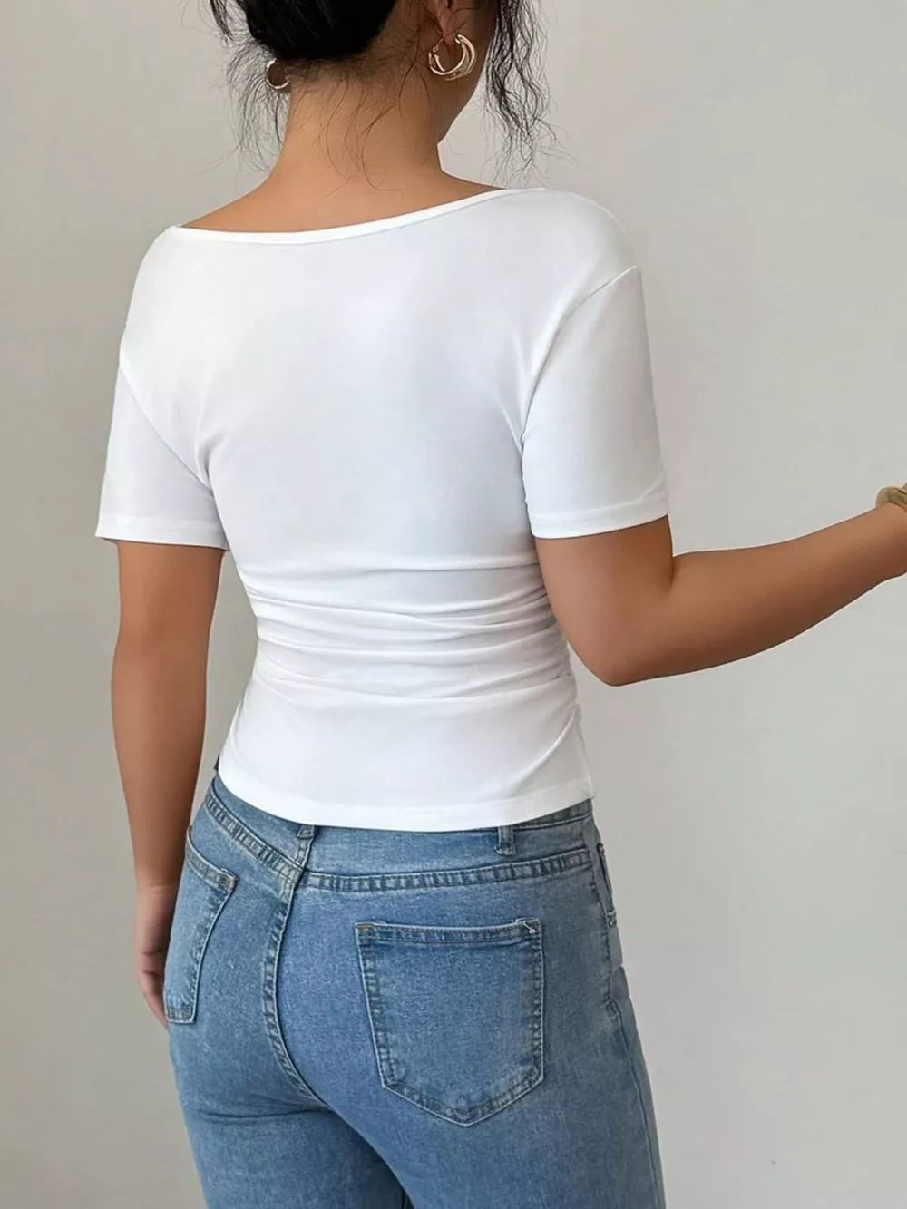 Elegant Lace Trim Asymmetrical Top, image 4