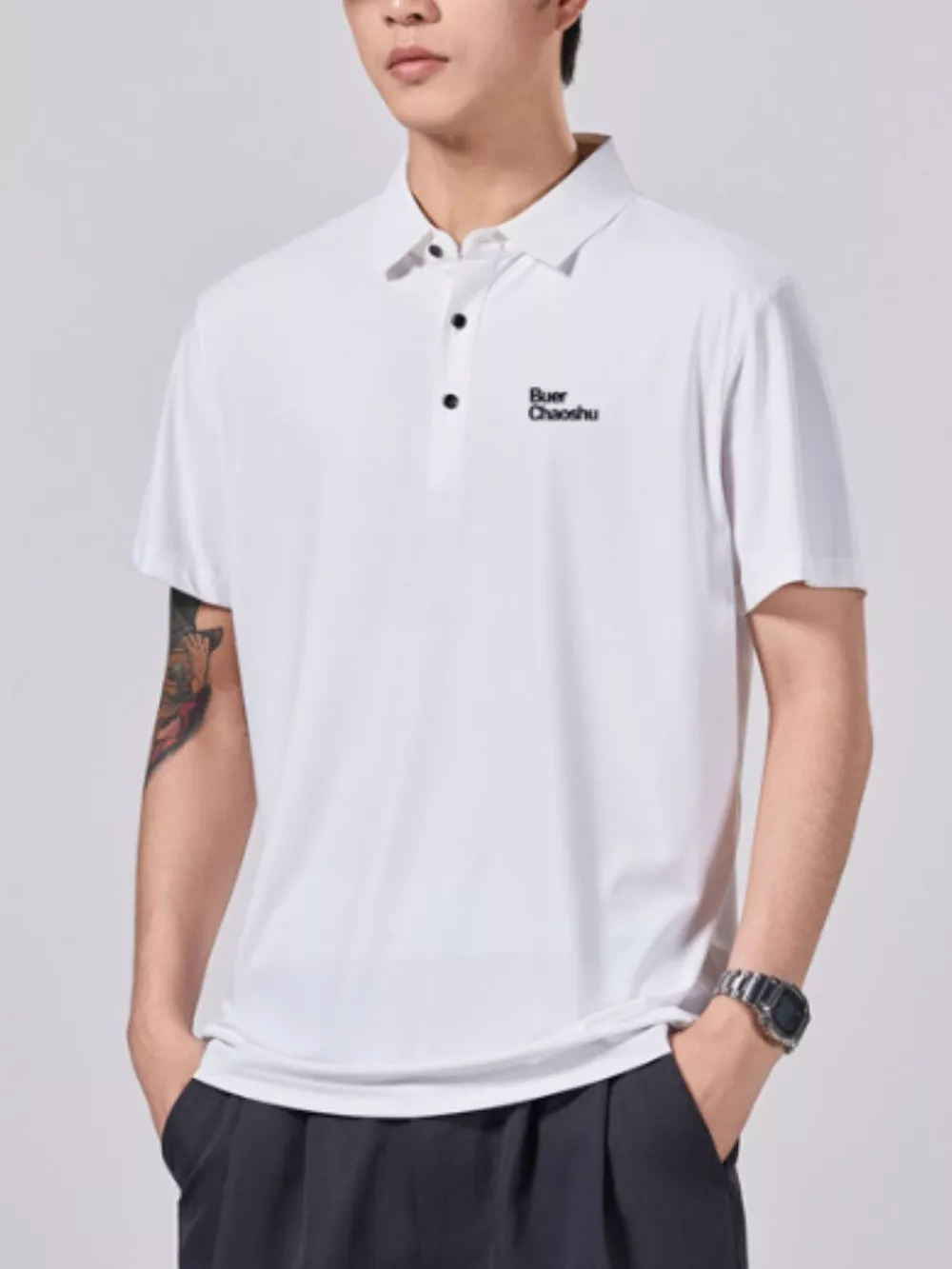 Men's Plus Size Button Detail Short Sleeve Polo, image 7