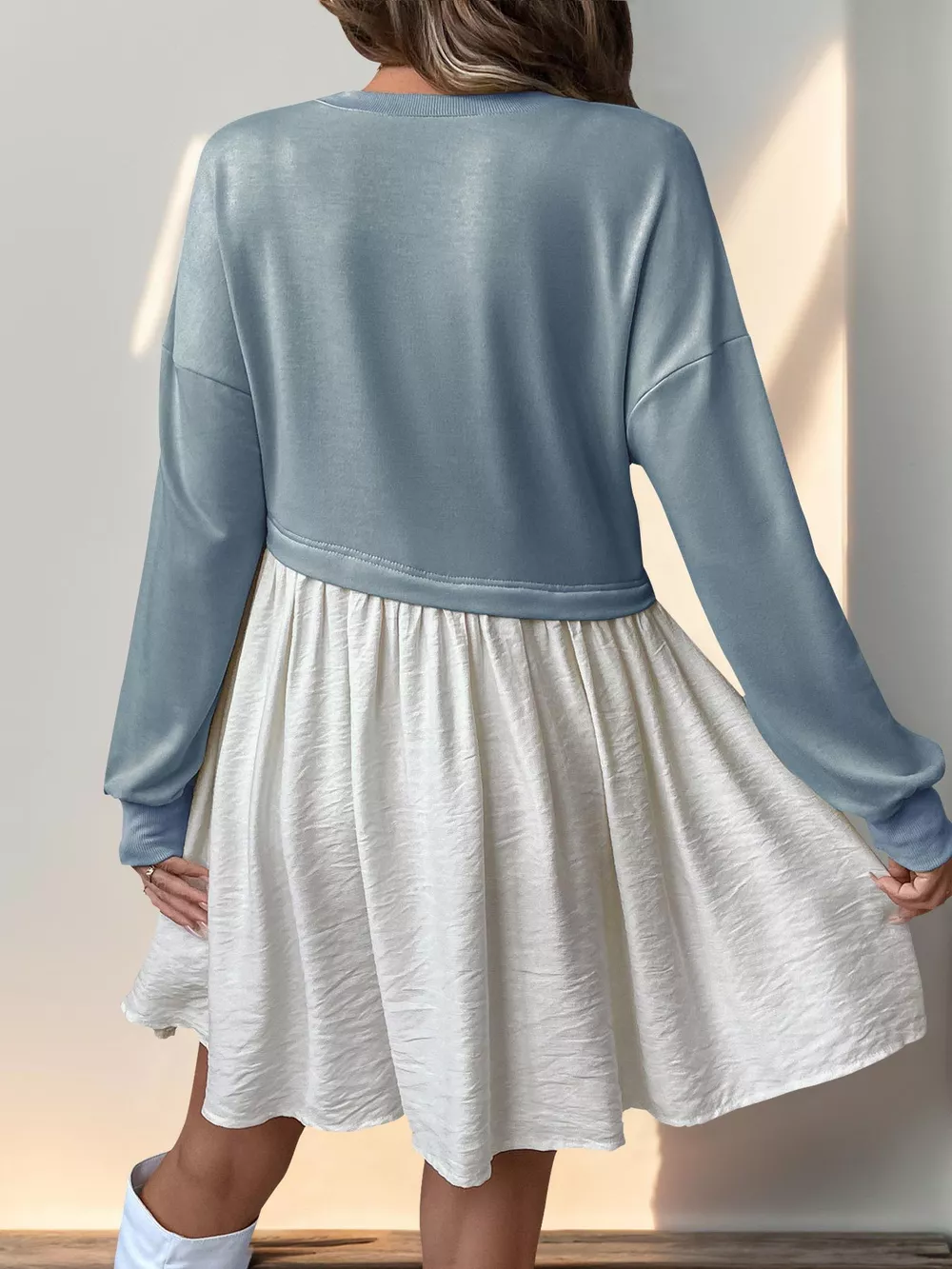 Two-Tone Dropped Shoulder Dress, image 6