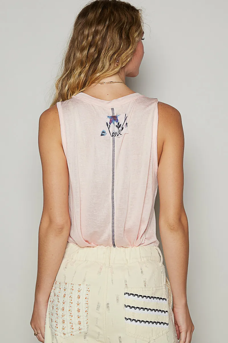 Floral Detail Pocket Patch Tank Top, image 4