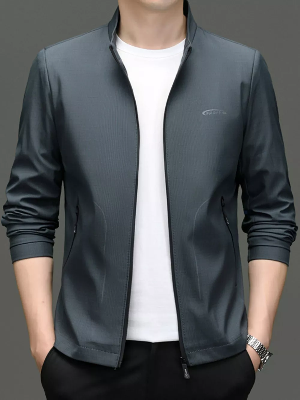 Men's Zip Up Long Sleeve Jacket, image 5