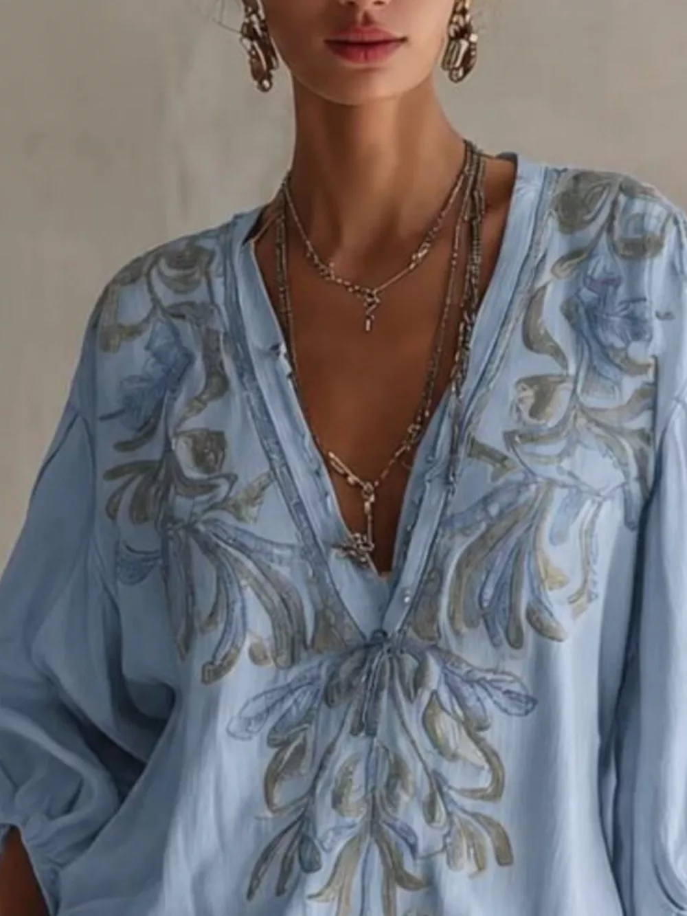 Full Size Embroidered V-Neck Mini Dress Plus Size, image 11