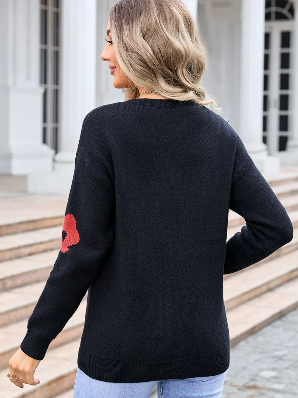 Flower V-Neck Long Sleeve Sweater, image 12