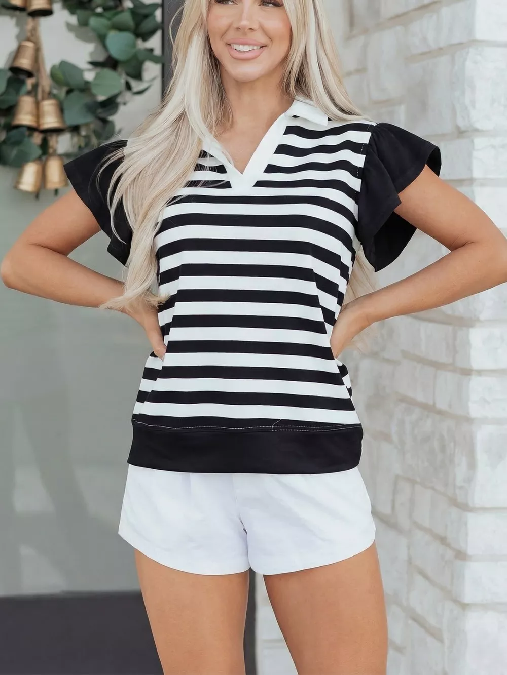 Striped Ruffled Sleeve Blouse, image 26