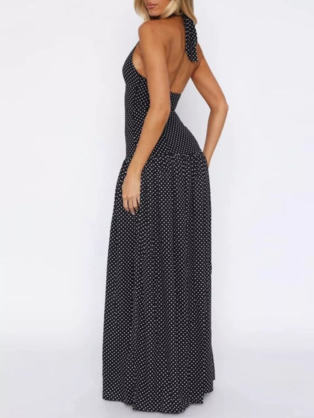 Polka Dot Halter Neck Maxi Dress, image 6