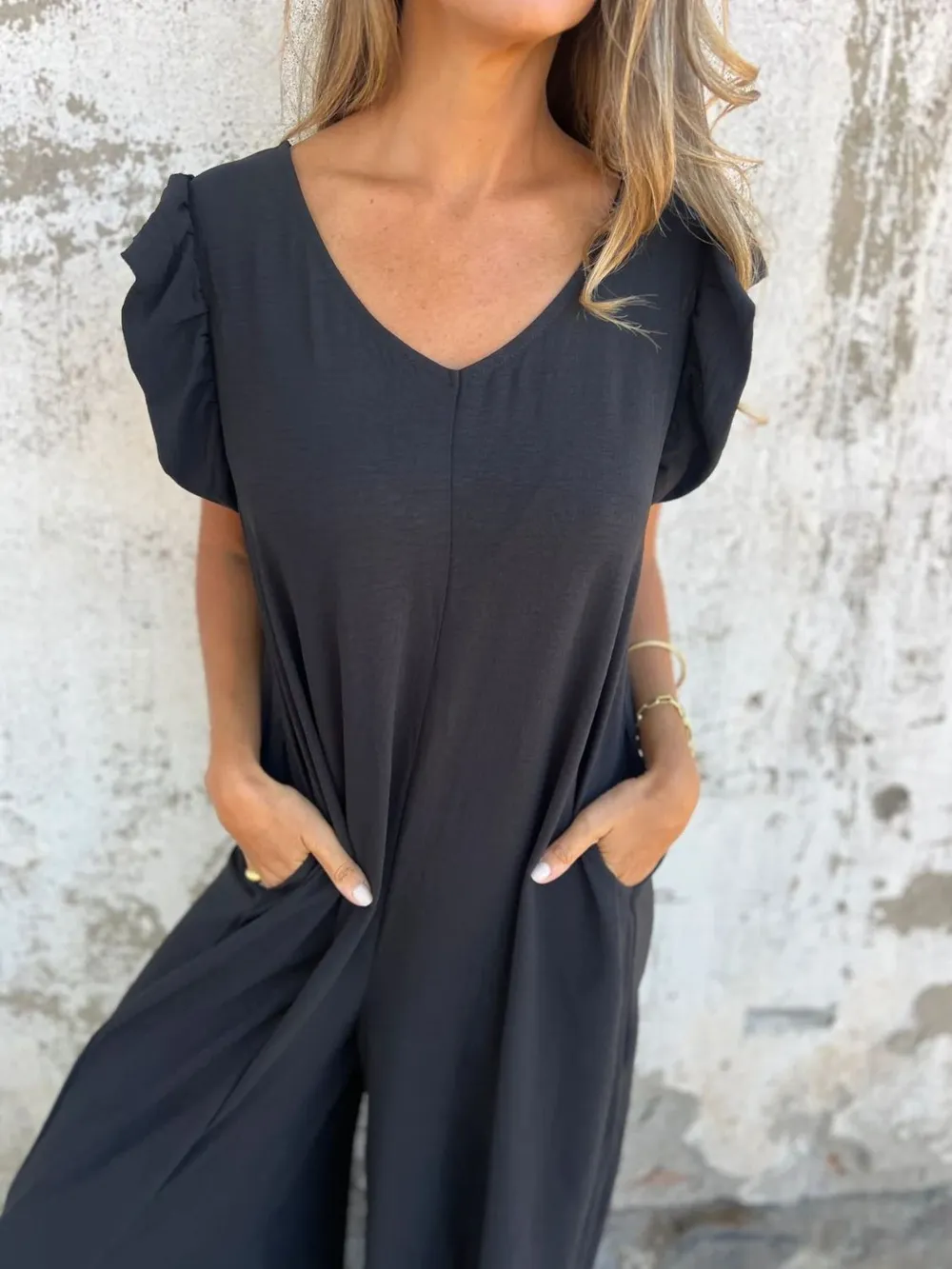 Full Size V-Neck Cap Sleeve Wide Leg Jumpsuit Plus Size, image 20