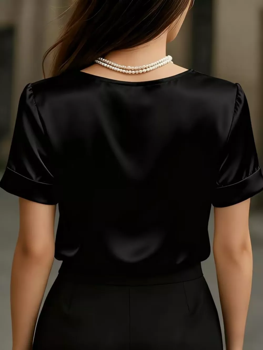 Elegant V-Neck Short Sleeve Ruched Top, image 11
