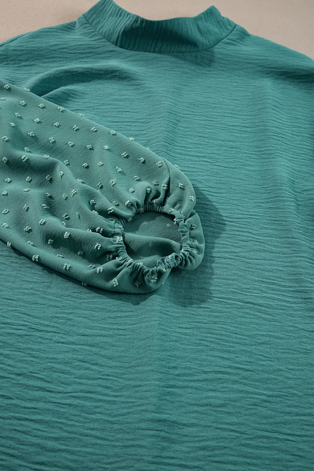Swiss Dot Mock Neck Balloon Sleeve Blouse, image 6
