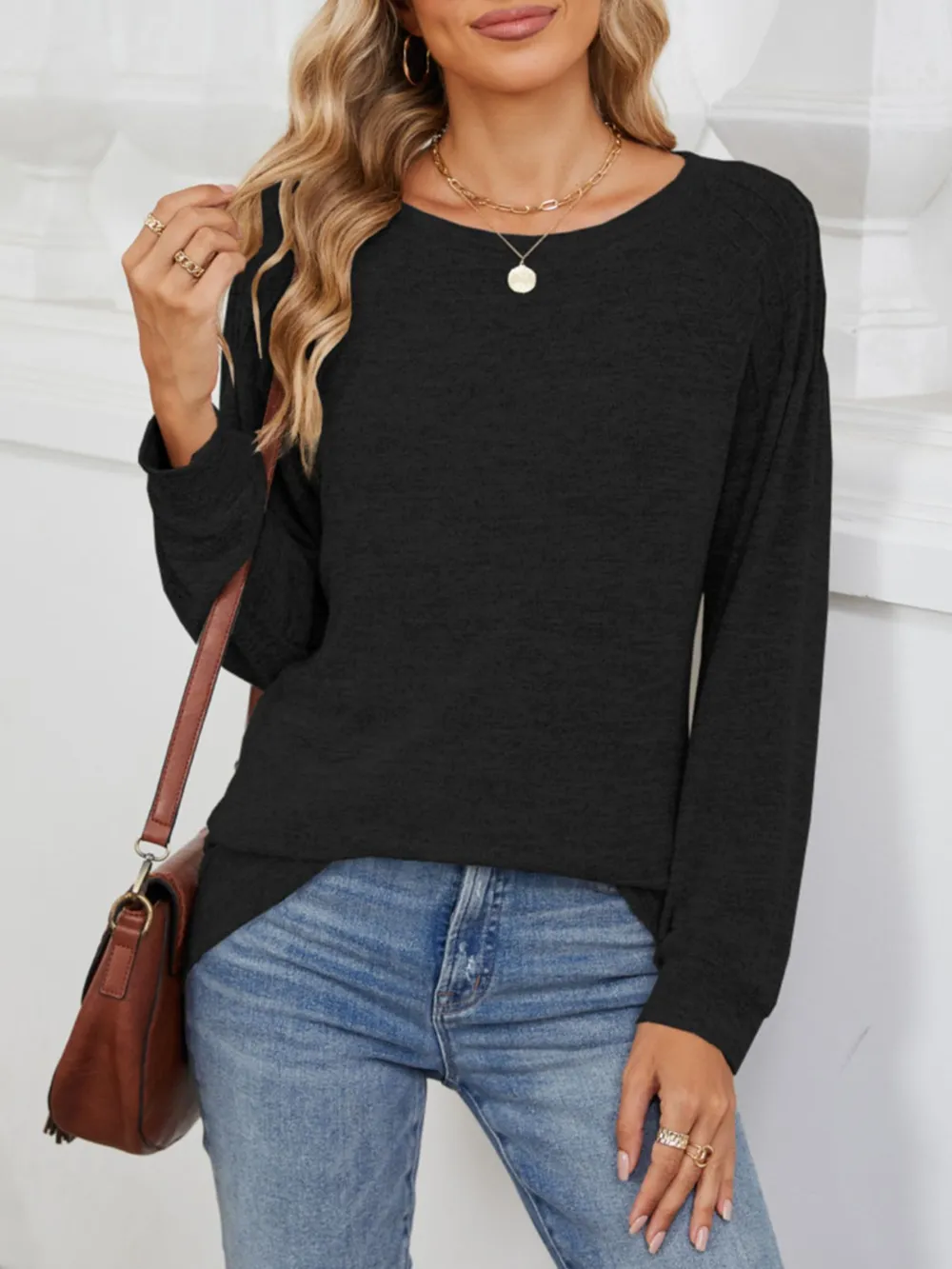 Round Neck Long Sleeve T-Shirt, image 14